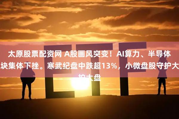 太原股票配资网 A股画风突变！AI算力、半导体板块集体下挫。寒武纪盘中跌超13%，小微盘股守护大盘